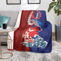 Hawaiian and Japanese Together Blanket The Whale and Koi Fish with Hinomaru and Lei LT03 - Polynesian Pride