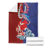 Hawaiian and Japanese Together Blanket The Whale and Koi Fish with Hinomaru and Lei LT03 - Polynesian Pride