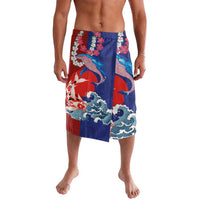 Hawaiian and Japanese Together Lavalava The Whale and Koi Fish with Hinomaru and Lei