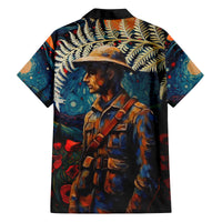 New Zealand Soldier ANZAC Day Family Matching Summer Maxi Dress and Hawaiian Shirt Silver Fern Starry Night Style LT03 - Polynesian Pride
