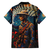 New Zealand Soldier ANZAC Day Hawaiian Shirt Silver Fern Starry Night Style LT03 - Polynesian Pride