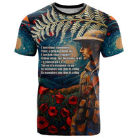 New Zealand Soldier ANZAC Day T Shirt Silver Fern Starry Night Style LT03 Blue - Polynesian Pride