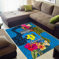 Palau Independence Day Area Rug 1st October 30th Anniversary Polynesian Jungle Flower