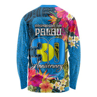 Palau Independence Day Long Sleeve Shirt 1st October 30th Anniversary Polynesian Jungle Flower