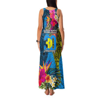 Personalised Palau Independence Day Family Matching Tank Maxi Dress and Hawaiian Shirt 1st October 30th Anniversary Polynesian Jungle Flower