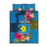 Personalised Palau Independence Day Quilt Bed Set 1st October 30th Anniversary Polynesian Jungle Flower