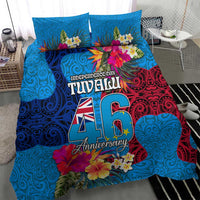 Tuvalu Independence Day Bedding Set 1st October 46th Anniversary Polynesian Jungle Flower