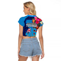 Tuvalu Independence Day Raglan Cropped T Shirt 1st October 46th Anniversary Polynesian Jungle Flower LT03 - Polynesian Pride