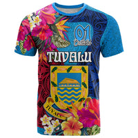 Tuvalu Independence Day T Shirt 1st October 46th Anniversary Polynesian Jungle Flower LT03 Blue - Polynesian Pride
