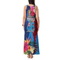Tuvalu Independence Day Tank Maxi Dress 1st October 46th Anniversary Polynesian Jungle Flower LT03 - Polynesian Pride