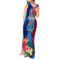 Tuvalu Independence Day Tank Maxi Dress 1st October 46th Anniversary Polynesian Jungle Flower LT03 - Polynesian Pride