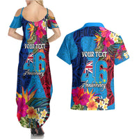Personalised Tuvalu Independence Day Couples Matching Summer Maxi Dress and Hawaiian Shirt 1st October 46th Anniversary Polynesian Jungle Flower LT03 - Polynesian Pride