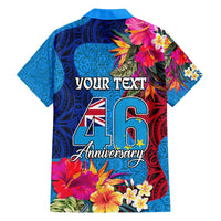Personalised Tuvalu Independence Day Family Matching Summer Maxi Dress and Hawaiian Shirt 1st October 46th Anniversary Polynesian Jungle Flower