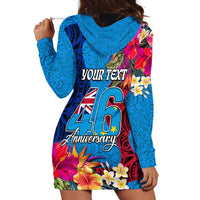 Personalised Tuvalu Independence Day Hoodie Dress 1st October 46th Anniversary Polynesian Jungle Flower LT03 - Polynesian Pride