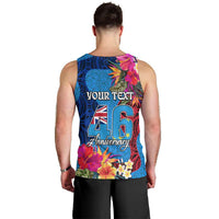 Personalised Tuvalu Independence Day Men Tank Top 1st October 46th Anniversary Polynesian Jungle Flower LT03 - Polynesian Pride