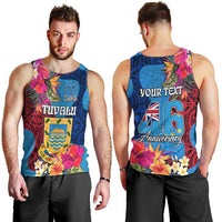 Personalised Tuvalu Independence Day Men Tank Top 1st October 46th Anniversary Polynesian Jungle Flower LT03 - Polynesian Pride