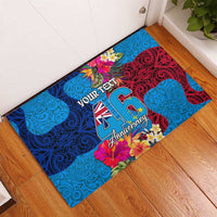 Personalised Tuvalu Independence Day Rubber Doormat 1st October 46th Anniversary Polynesian Jungle Flower LT03 - Polynesian Pride