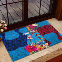 Personalised Tuvalu Independence Day Rubber Doormat 1st October 46th Anniversary Polynesian Jungle Flower LT03 - Polynesian Pride