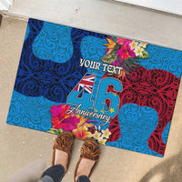 Personalised Tuvalu Independence Day Rubber Doormat 1st October 46th Anniversary Polynesian Jungle Flower LT03 - Polynesian Pride