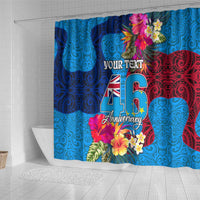 Personalised Tuvalu Independence Day Shower Curtain 1st October 46th Anniversary Polynesian Jungle Flower