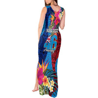 Personalised Tuvalu Independence Day Tank Maxi Dress 1st October 46th Anniversary Polynesian Jungle Flower LT03 - Polynesian Pride
