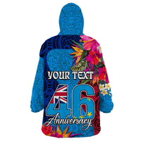 Personalised Tuvalu Independence Day Wearable Blanket Hoodie 1st October 46th Anniversary Polynesian Jungle Flower LT03 - Polynesian Pride