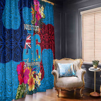 Personalised Tuvalu Independence Day Window Curtain 1st October 46th Anniversary Polynesian Jungle Flower LT03 - Polynesian Pride