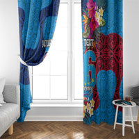 Personalised Tuvalu Independence Day Window Curtain 1st October 46th Anniversary Polynesian Jungle Flower LT03 - Polynesian Pride