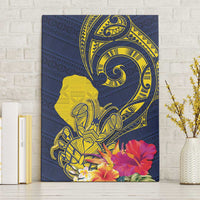 Niue Independence Day Canvas Wall Art Hiapo Pattern Hibiscus Plumeria and Uga LT03 Without Frame Yellow - Polynesian Pride