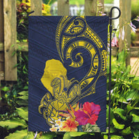 Niue Independence Day Garden Flag Hiapo Pattern Hibiscus Plumeria and Uga LT03 Garden Flag Yellow - Polynesian Pride