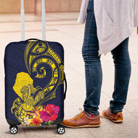 Niue Independence Day Luggage Cover Hiapo Pattern Hibiscus Plumeria and Uga LT03 Yellow - Polynesian Pride