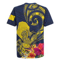 Niue Independence Day Rugby Jersey Hiapo Pattern Hibiscus Plumeria and Uga LT03 - Polynesian Pride