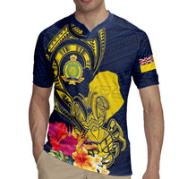Niue Independence Day Rugby Jersey Hiapo Pattern Hibiscus Plumeria and Uga LT03 - Polynesian Pride
