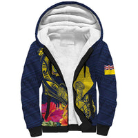Niue Independence Day Sherpa Hoodie Hiapo Pattern Hibiscus Plumeria and Uga LT03 Unisex Yellow - Polynesian Pride