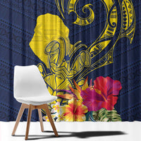 Niue Independence Day Window Curtain Hiapo Pattern Hibiscus Plumeria and Uga LT03 - Polynesian Pride