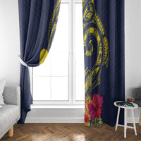 Niue Independence Day Window Curtain Hiapo Pattern Hibiscus Plumeria and Uga LT03 - Polynesian Pride