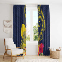 Niue Independence Day Window Curtain Hiapo Pattern Hibiscus Plumeria and Uga LT03 - Polynesian Pride