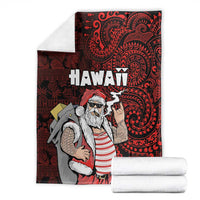 Hawaii Aloha Santa Claus Funny Polynesian Tattoo Blanket Red Color LT03 - Polynesian Pride