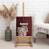 Hawaii Aloha Santa Claus Funny Polynesian Tattoo Canvas Wall Art Red Color LT03 - Polynesian Pride