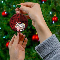 Hawaii Aloha Santa Claus Funny Polynesian Tattoo Ceramic Ornament Red Color LT03 - Polynesian Pride