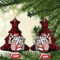 Hawaii Aloha Santa Claus Funny Polynesian Tattoo Ceramic Ornament Red Color LT03 Christmas Tree Red - Polynesian Pride