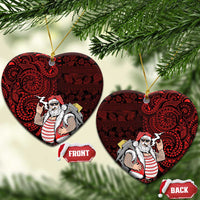 Hawaii Aloha Santa Claus Funny Polynesian Tattoo Ceramic Ornament Red Color LT03 Heart Red - Polynesian Pride