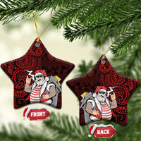 Hawaii Aloha Santa Claus Funny Polynesian Tattoo Ceramic Ornament Red Color LT03 Star Red - Polynesian Pride