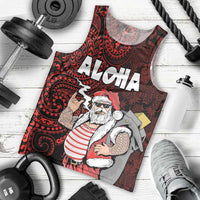 Hawaii Aloha Santa Claus Funny Polynesian Tattoo Men Tank Top Red Color LT03 - Polynesian Pride