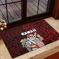 Hawaii Aloha Santa Claus Funny Polynesian Tattoo Rubber Doormat Red Color LT03 - Polynesian Pride