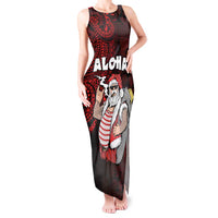 Hawaii Aloha Santa Claus Funny Polynesian Tattoo Tank Maxi Dress Red Color LT03 Women Red - Polynesian Pride