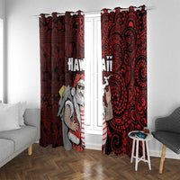 Hawaii Aloha Santa Claus Funny Polynesian Tattoo Window Curtain Red Color LT03 With Grommets Red - Polynesian Pride