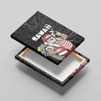 Hawaii Aloha Santa Claus Funny Polynesian Tattoo Canvas Wall Art Black Color LT03 - Polynesian Pride
