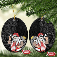 Hawaii Aloha Santa Claus Funny Polynesian Tattoo Ceramic Ornament Black Color LT03 Oval Black - Polynesian Pride