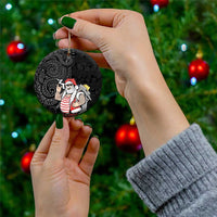 Hawaii Aloha Santa Claus Funny Polynesian Tattoo Ceramic Ornament Black Color LT03 - Polynesian Pride